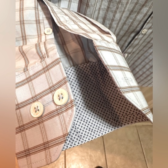 Bugatchi Uomo long sleeve shirt with window pane and birds-eye trim cuff /collar - Picture 2 of 12